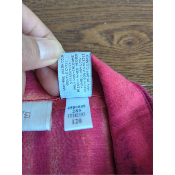 Chico's Women Linen Jacket Pink Art to Wear Abstract Cinch Waist Sz 2 Windbreake - Picture 5 of 9
